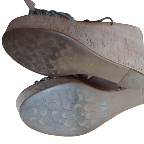 Coach Womens Strappy Brown Leather High Wedge Heels Platform Ankle Strap Size 7 - Picture 8 of 12